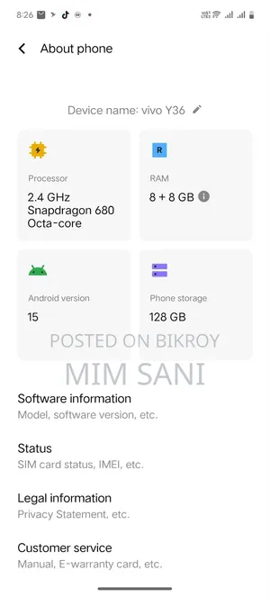 Vivo Y36 128 GB Blue