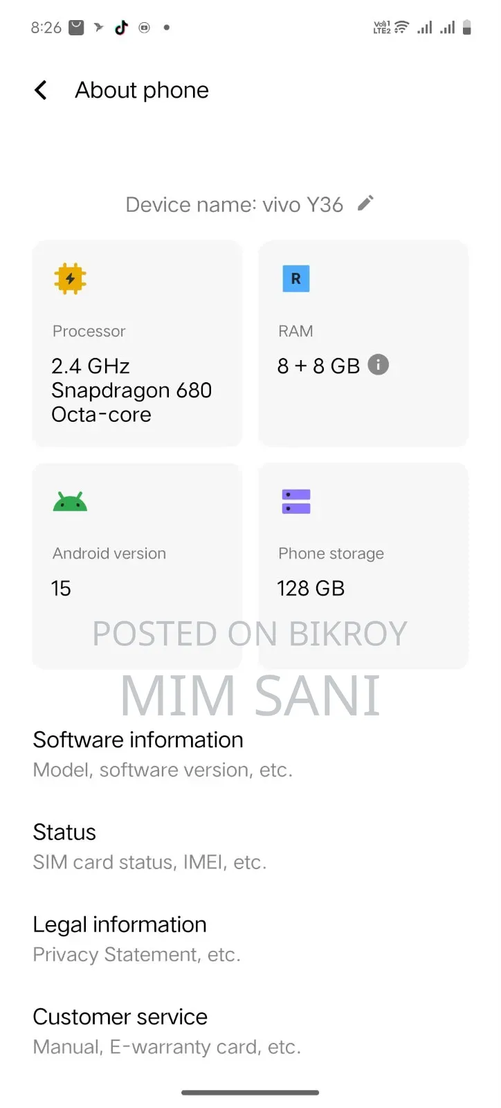 Vivo Y36 128 GB Blue