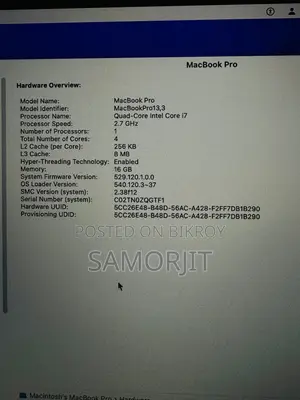 Laptop Apple MacBook Pro 2016 16GB Intel Core i7 HDD+SSD 512GB