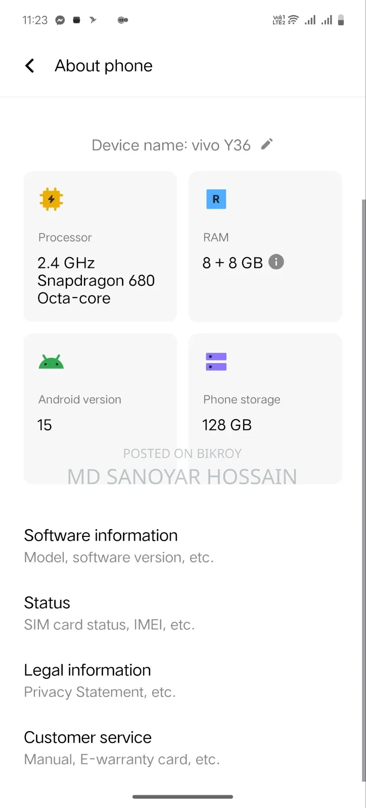 Vivo Y36 128 GB Orange