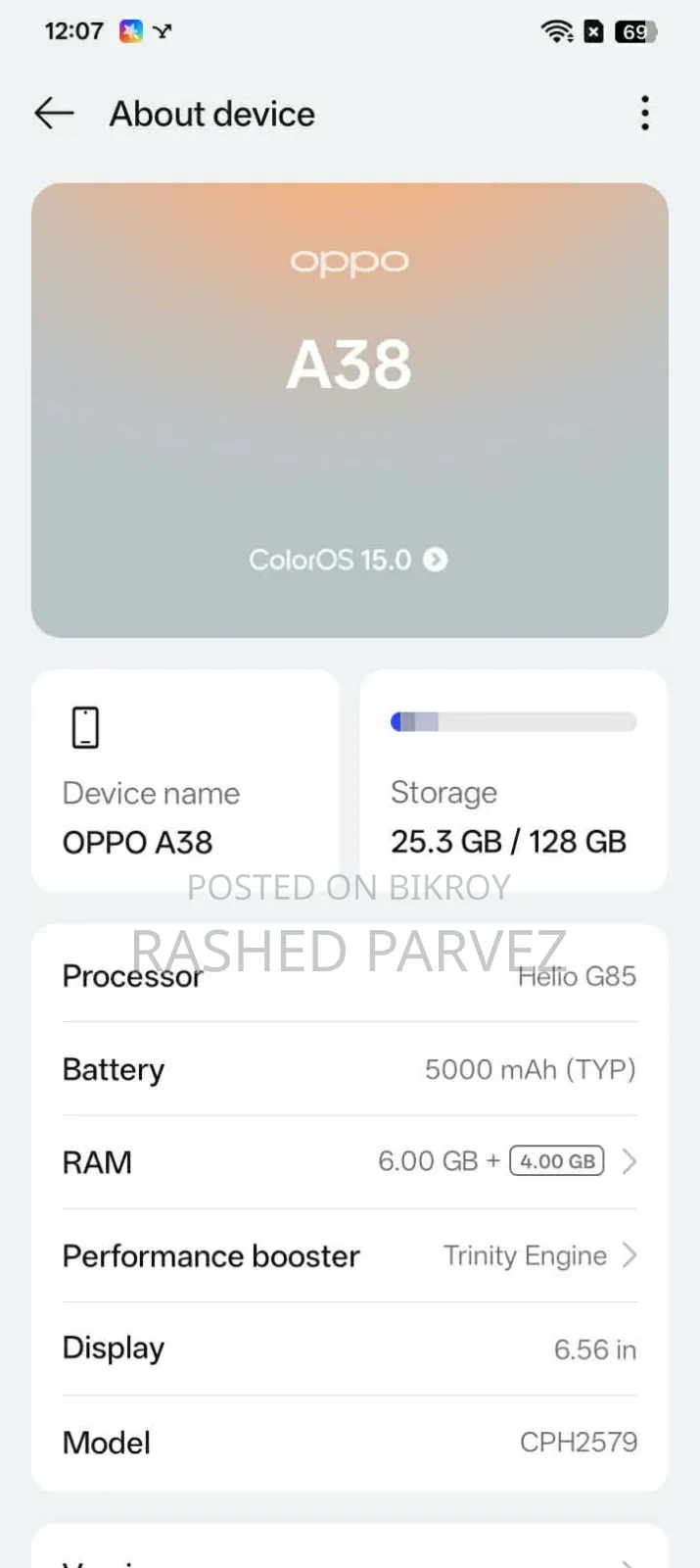 Oppo A38 128 GB Black