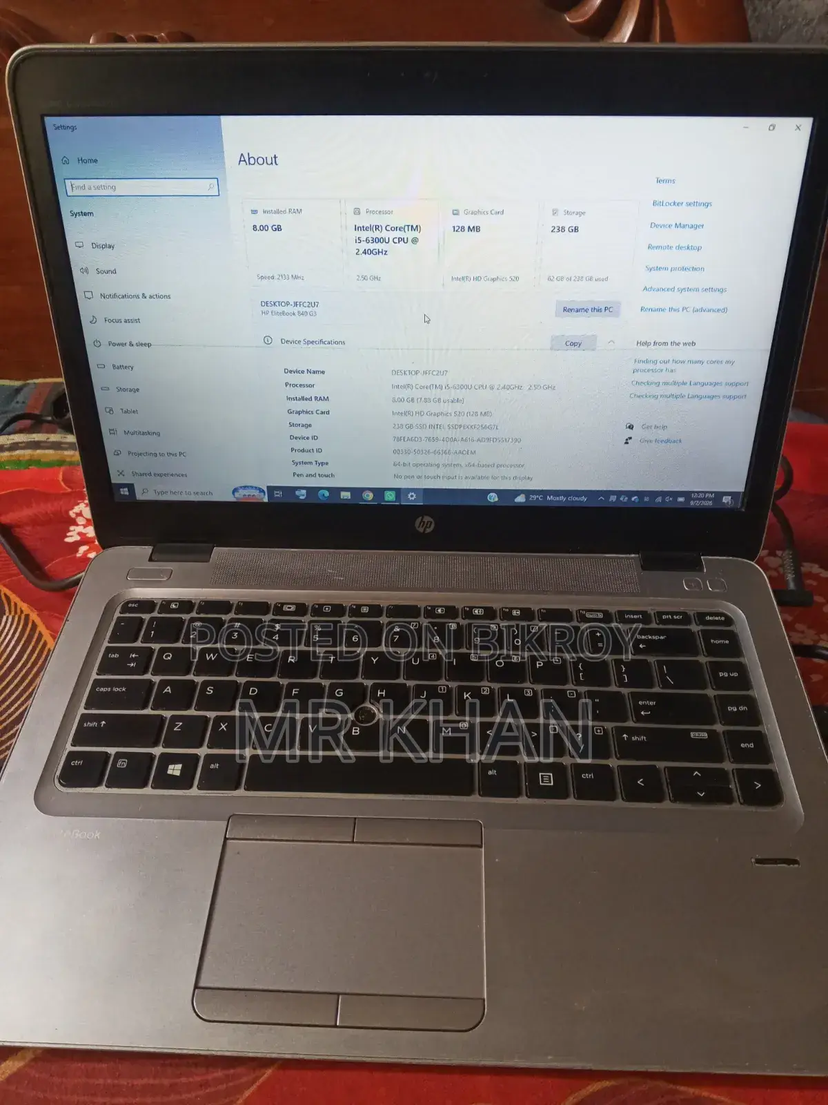Laptop HP EliteBook 840 G3 8GB Intel Core i5 SSD 256GB