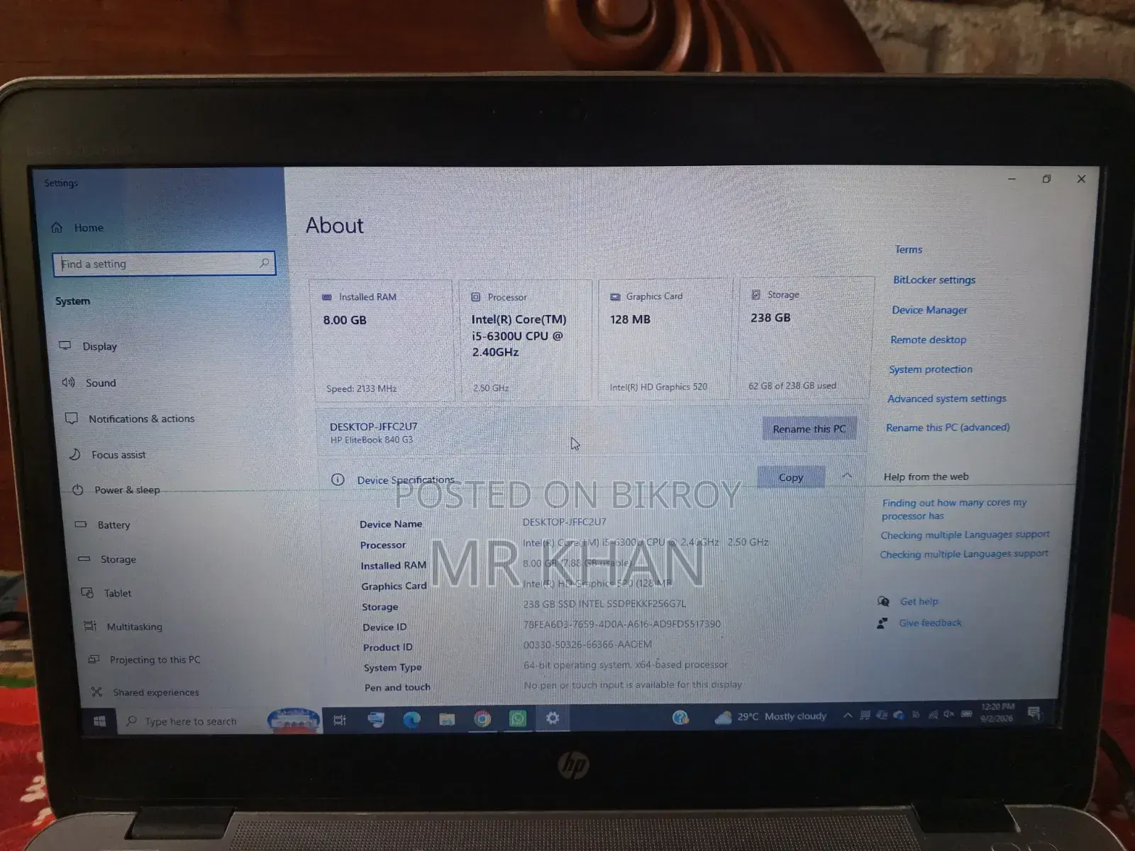 Laptop HP EliteBook 840 G3 8GB Intel Core i5 SSD 256GB