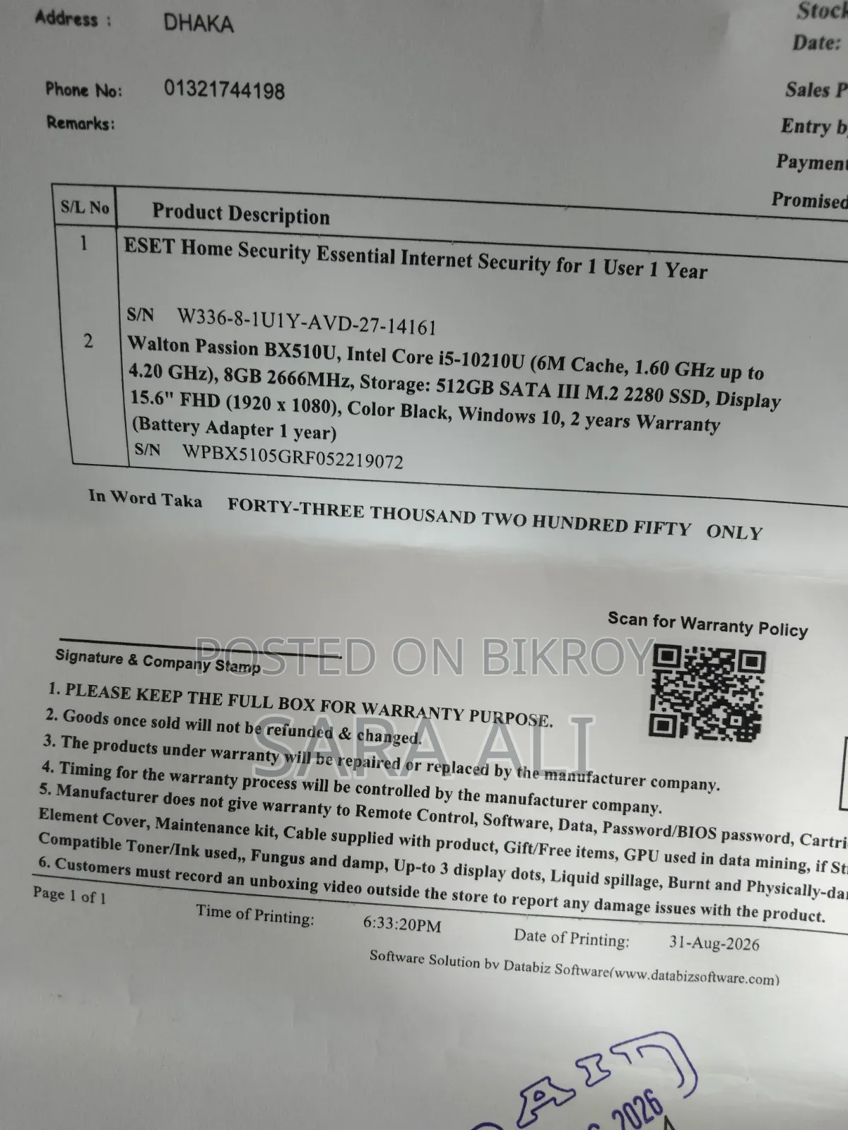 Laptop 8GB Intel Core i5 SSD 512GB