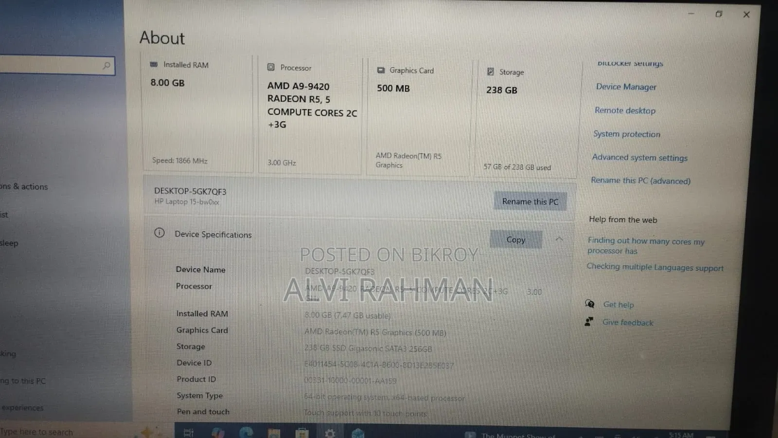 Laptop HP Stream Notebook 8GB AMD SSD 256GB