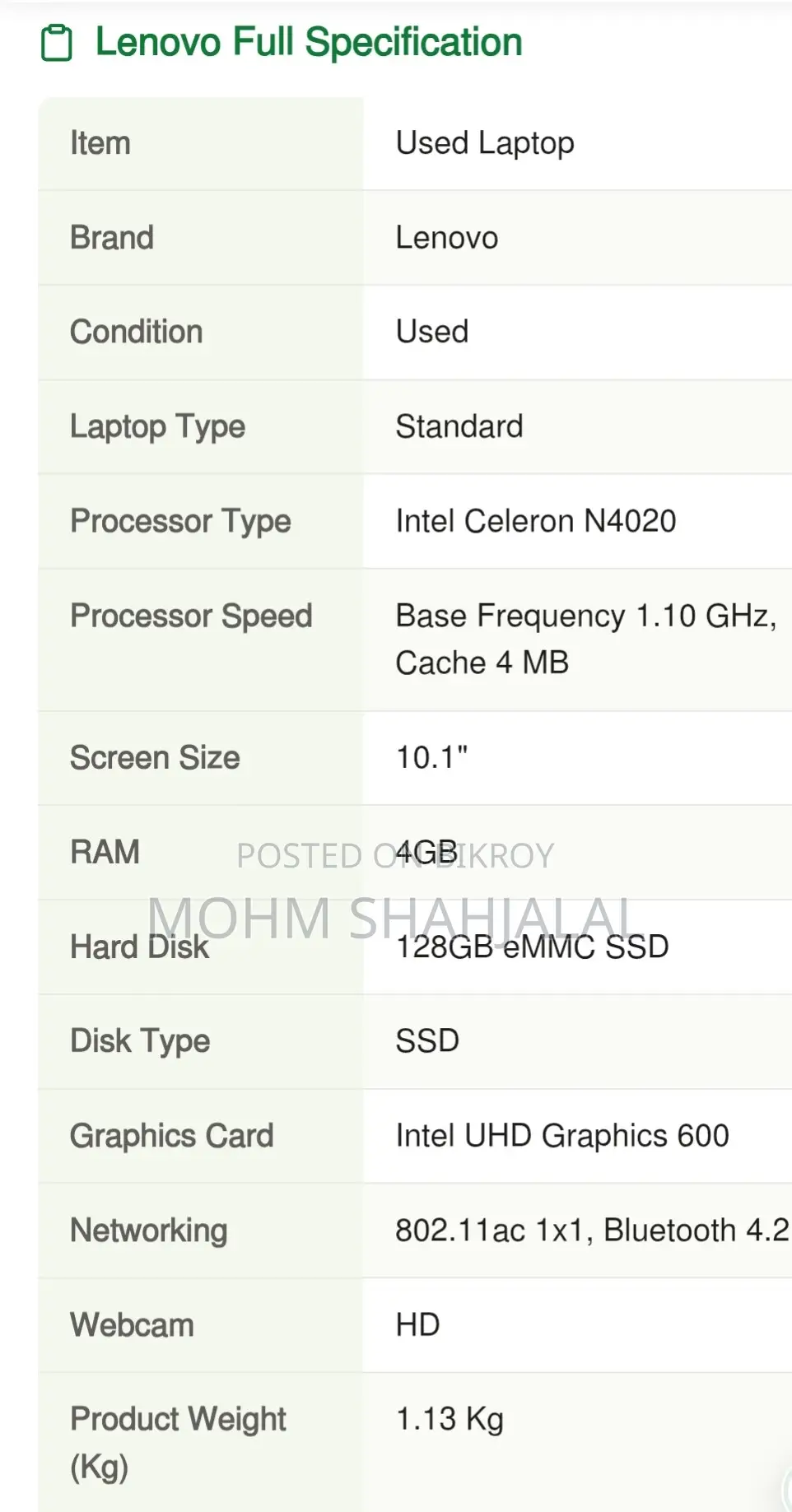 Laptop Lenovo IdeaPad D330 4GB Intel Celeron SSD 128GB