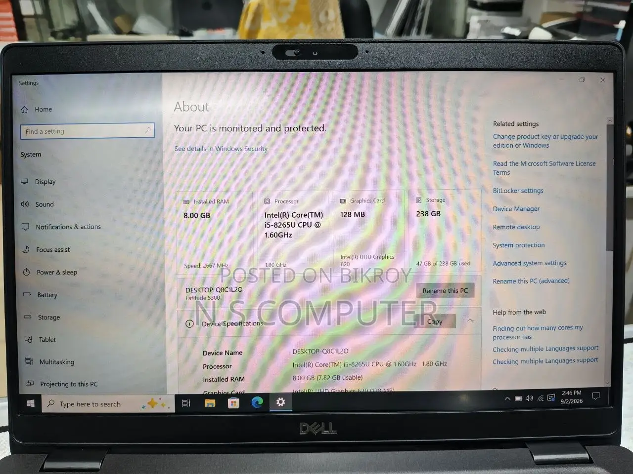Laptop Dell Latitude 5300 8GB Intel Core i5 SSD 256GB