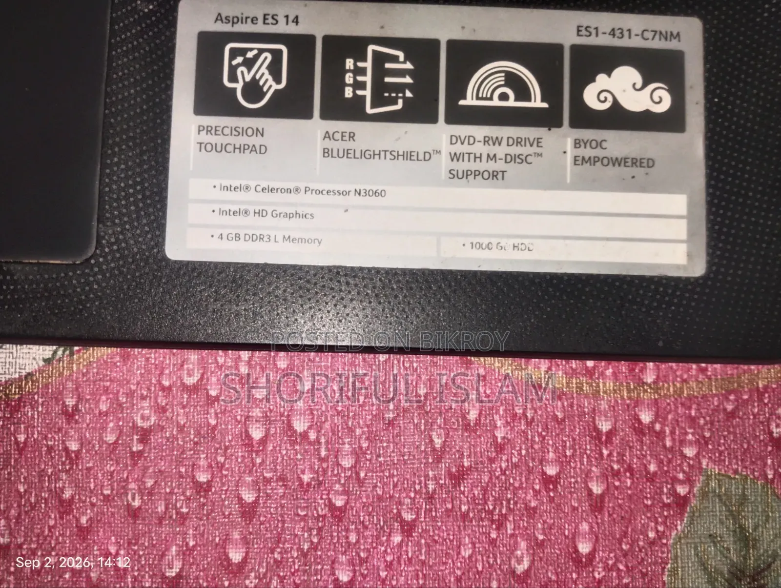 ল্যাপটপ Acer Aspire ES1-431 4GB Intel Celeron HDD 1T