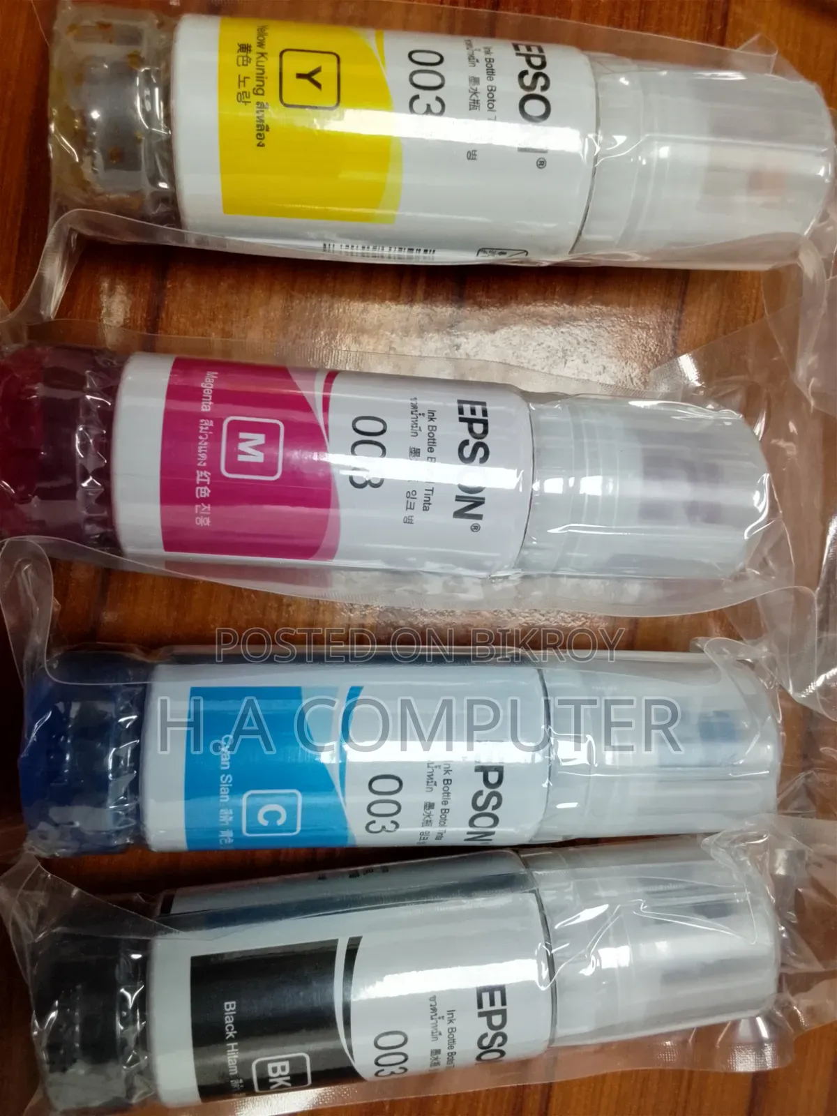 Epson 003 Ink Bottle Set – Black, Cyan, Magenta Yellow (4 Colors)