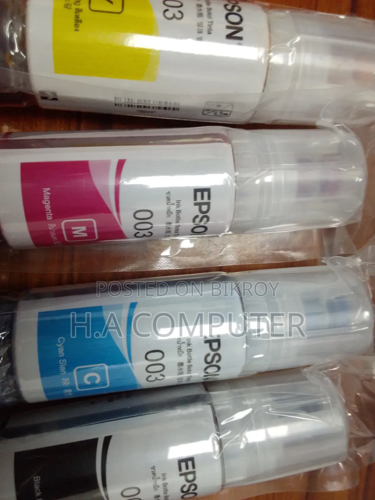 Epson 003 Ink Bottle Set – Black, Cyan, Magenta Yellow (4 Colors)