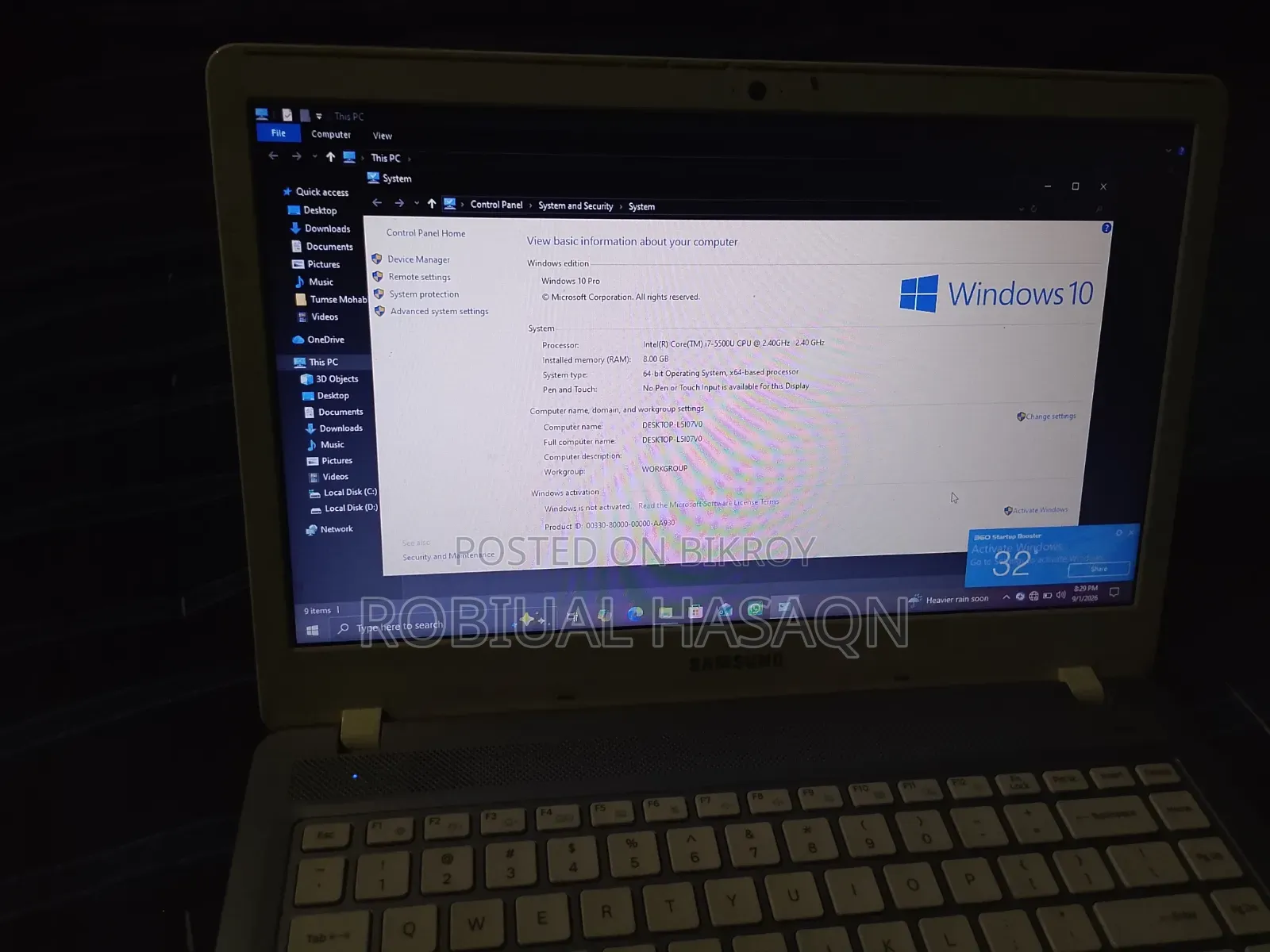 Laptop Samsung 8GB Intel Core i7 SSD 256GB