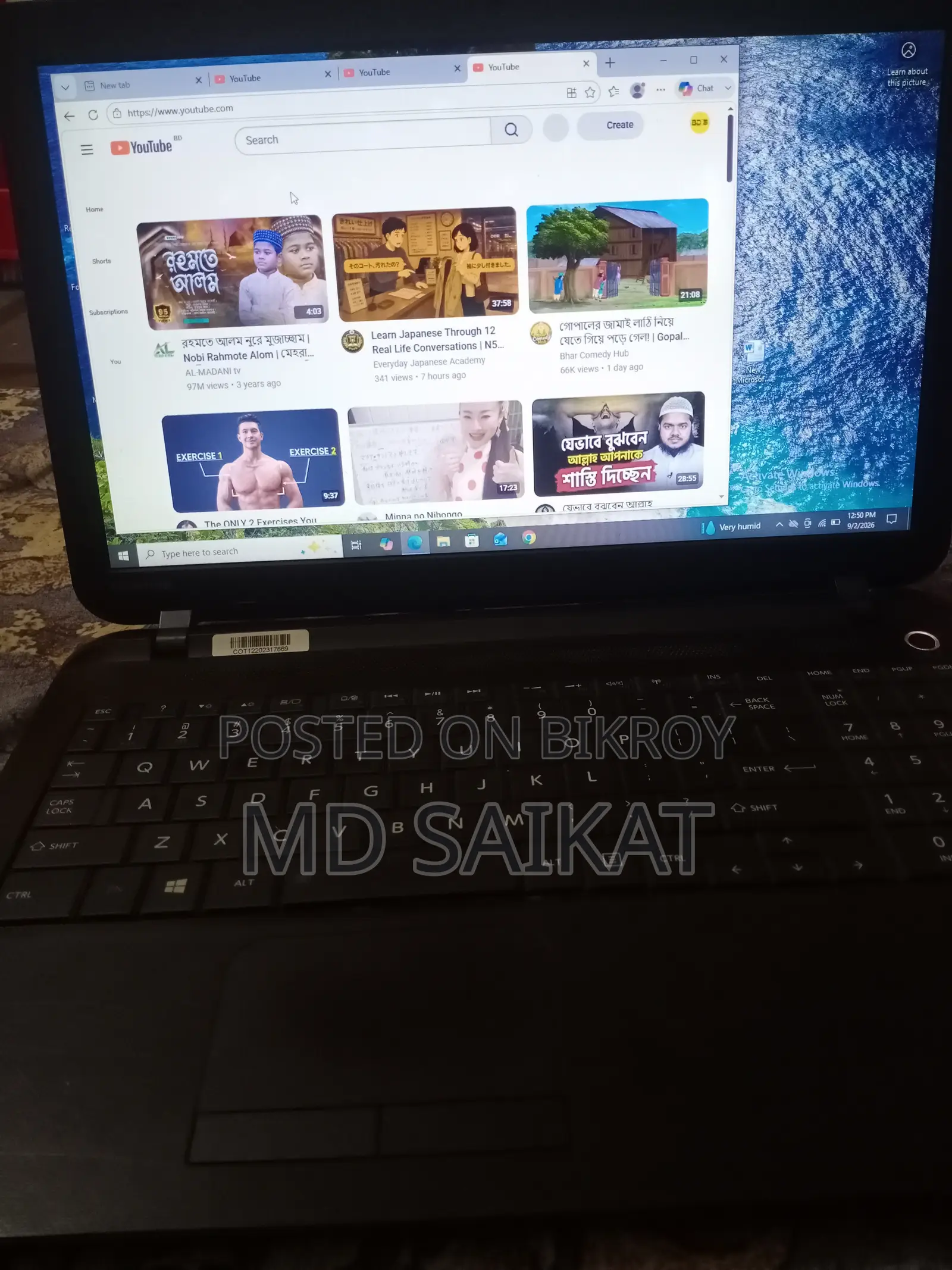 Laptop Toshiba 2GB HDD 500GB