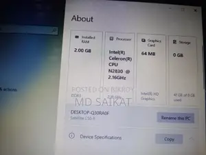 Laptop Toshiba 2GB HDD 500GB