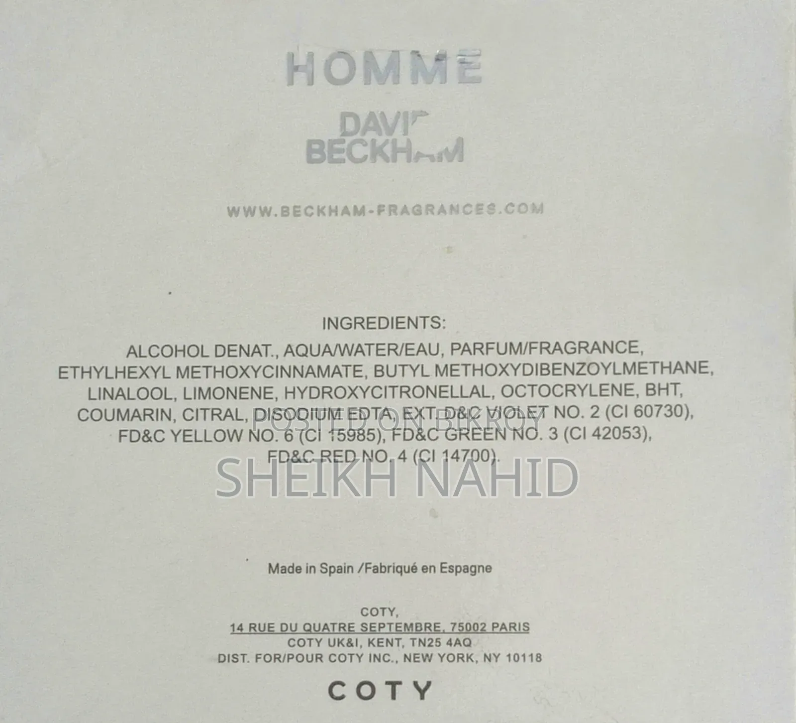 David Beckham Homme Eau De Toilette (Natural Spray).
75 Ml Bottle.