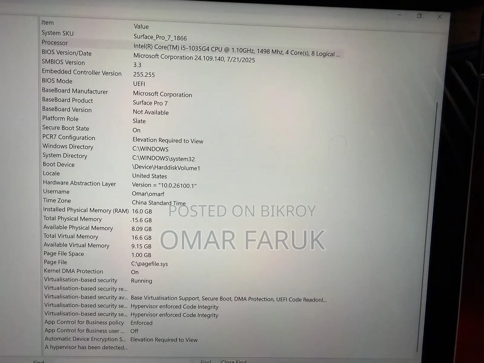 Laptop Microsoft Surface Pro 7 16GB Intel Core i5 SSD 256GB