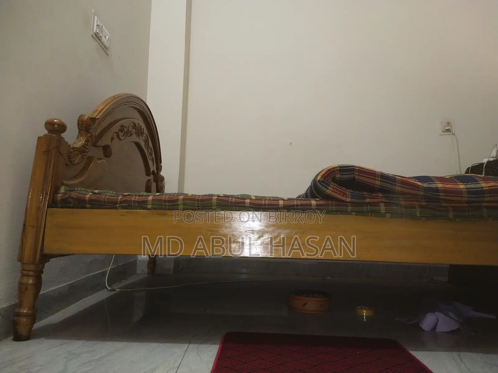 অরিজিনাল সেগুন কাঠের মজবুত খাট | ৫×৭ ফুট