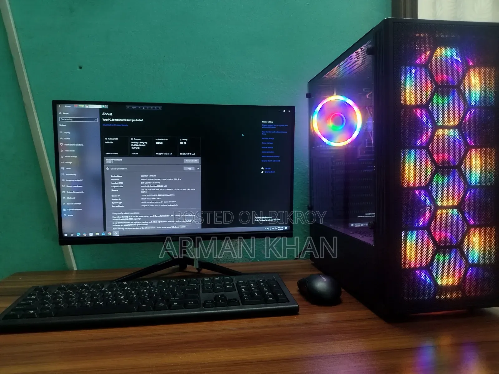 Desktop Computer 8GB HDD+SSD 500GB