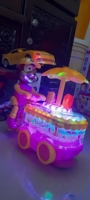 Monkey Ice Cream Cart Toy Bump and Go With Music and Lights