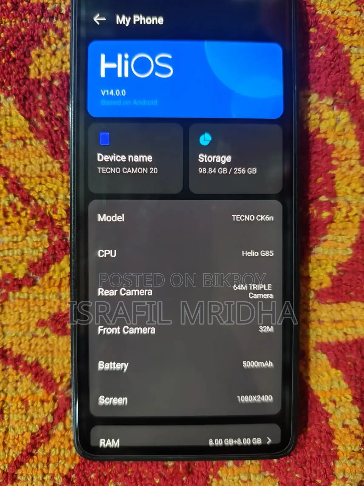 Tecno Camon 20 256 GB Black