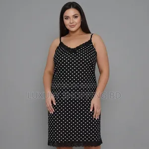 Printed Nightdress With Lace Trim – Soft Comfortable Sleeveless Nighty