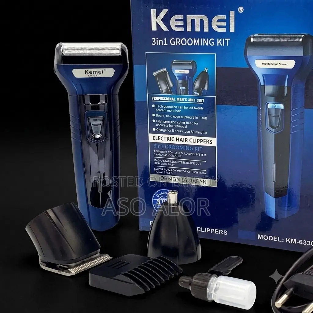 🔥 Kemei KM-6330 3-in-1 Grooming Kit | ট্রিমার, শেভার ও নোজ ট্রিমার