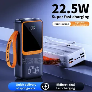 Matrix M10-10000mAh Power Bank Fast Charging 22.5w- Built-in Cables