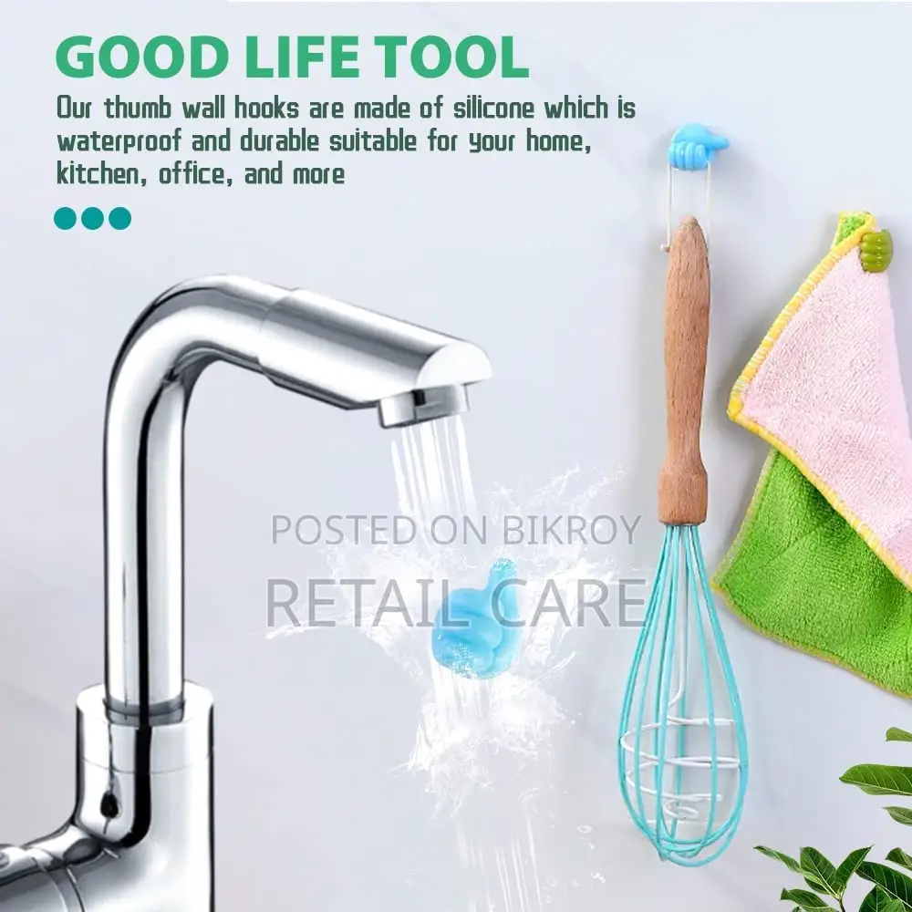 12 PCSThumb Wall Hook Silicone Wall Creative Thumbs Up Shape Wall Hook