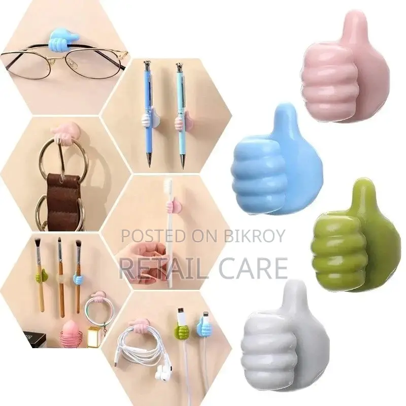 12 PCSThumb Wall Hook Silicone Wall Creative Thumbs Up Shape Wall Hook