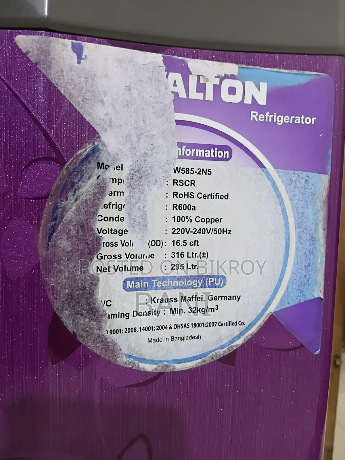 Walton 316 LTR Big Fridge, 16.5 CFT
