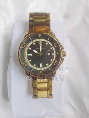 Tubular Analog Chain Golden Watch