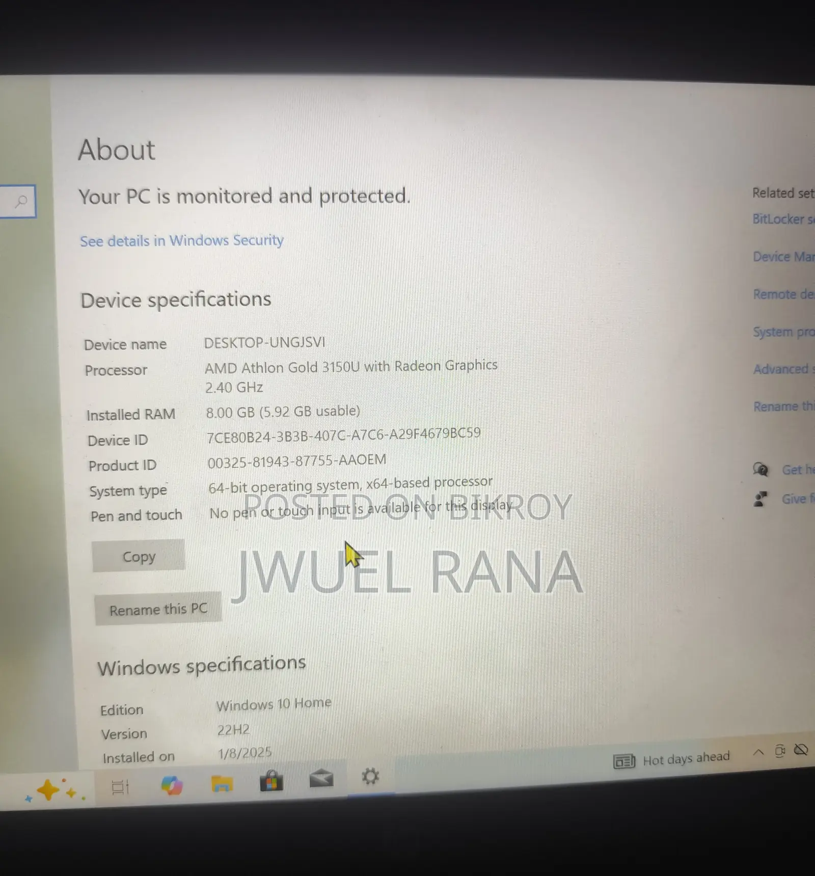 Laptop HP 14S 8GB AMD SSD 256GB