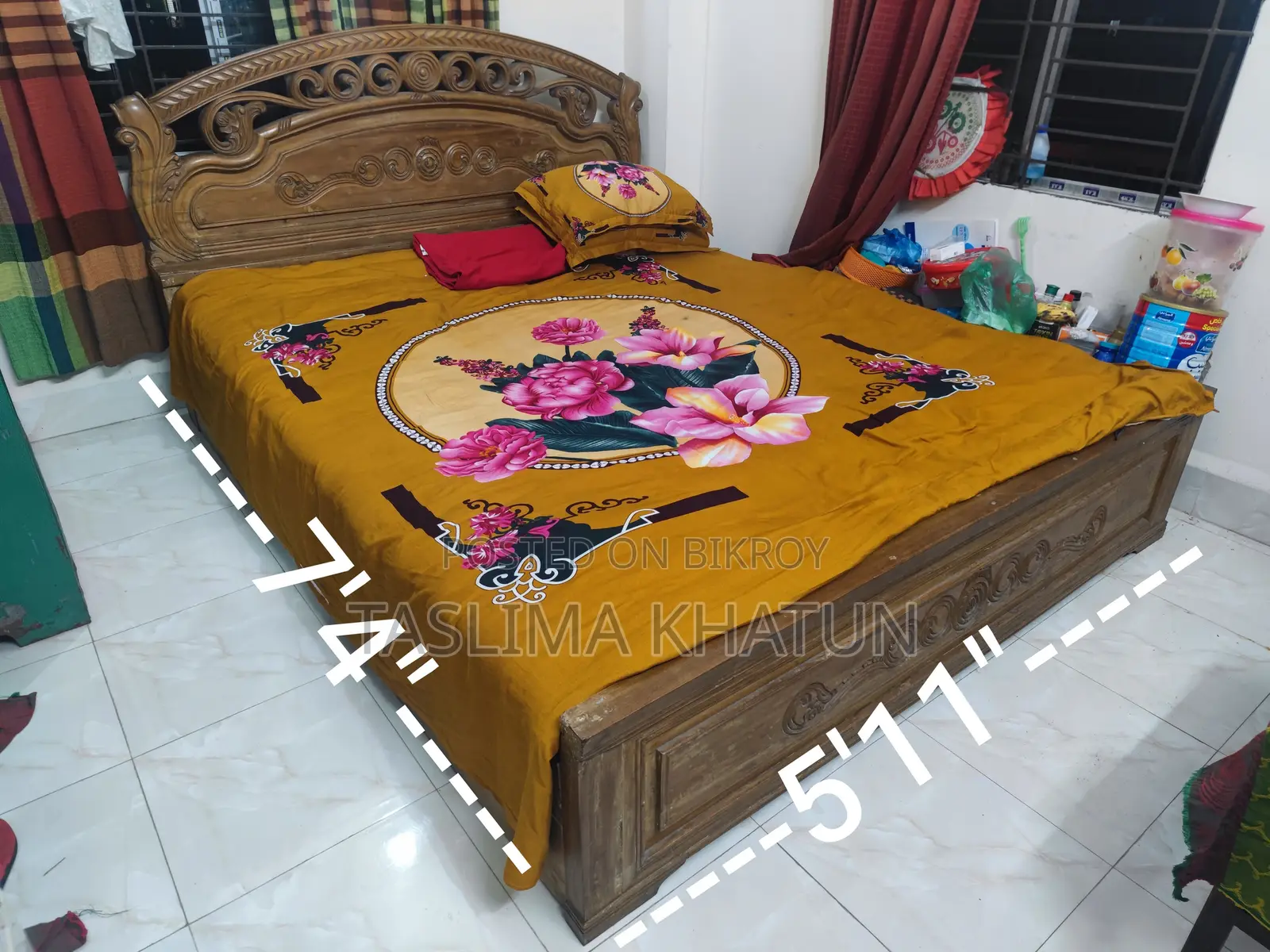 সেগুন কাঠের Bed Sell করা হবে জালিম সহ