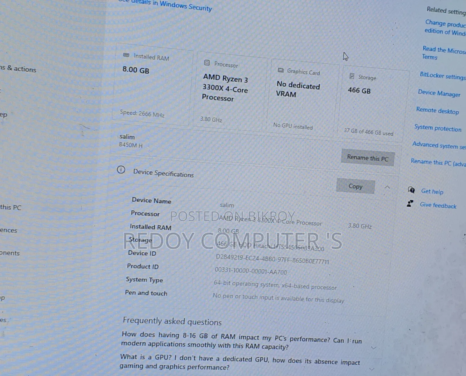 Desktop Computer 4GB AMD HDD 500GB