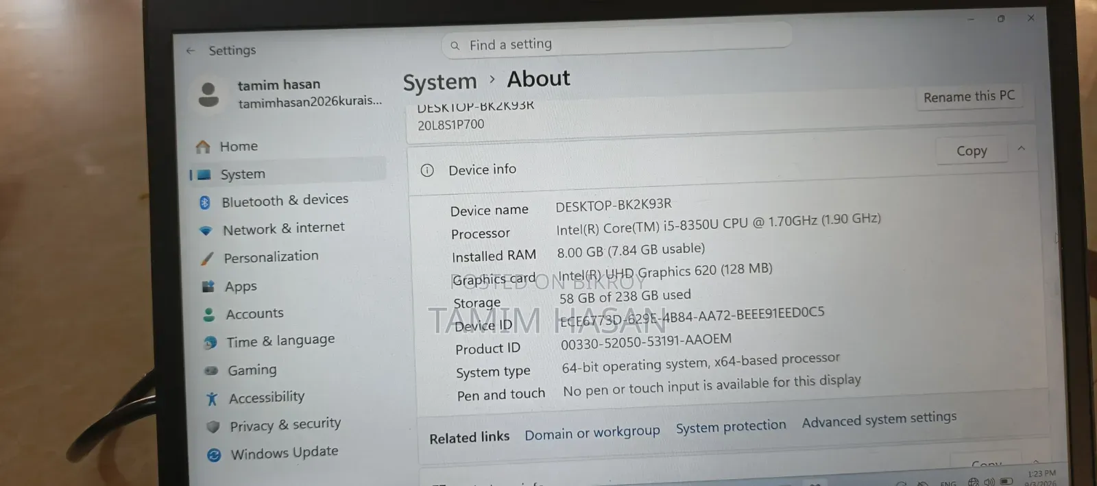 Laptop Lenovo ThinkPad T480s 8GB Intel Core i5 SSD 256GB