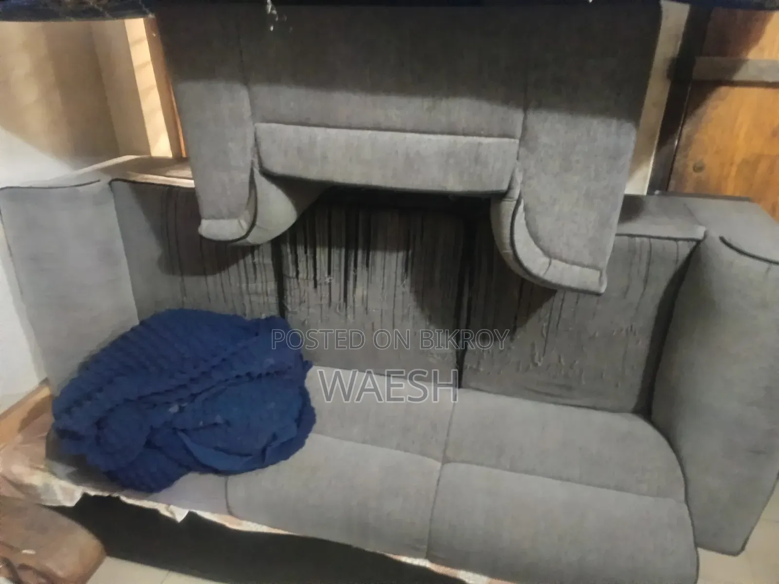 Modern Gray 3+1 Fabric Sofa Set Adjustable Headrests  Free Sofa Cover