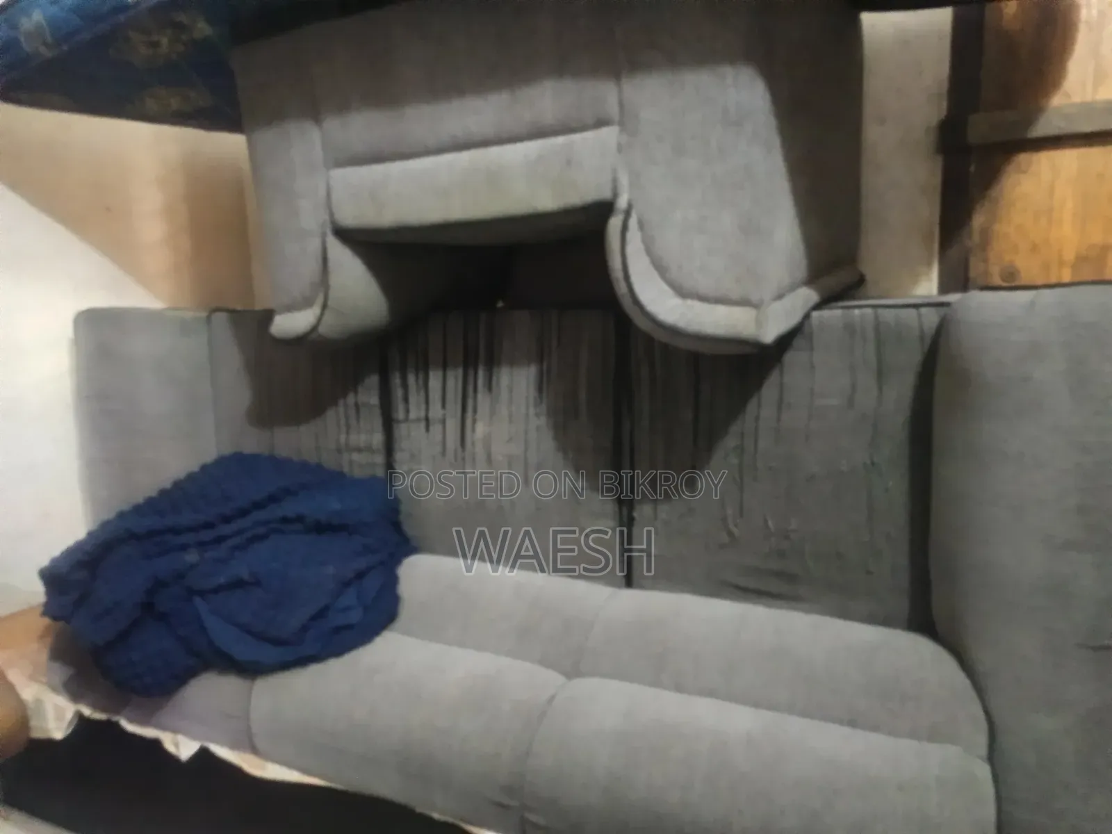 Modern Gray 3+1 Fabric Sofa Set Adjustable Headrests  Free Sofa Cover