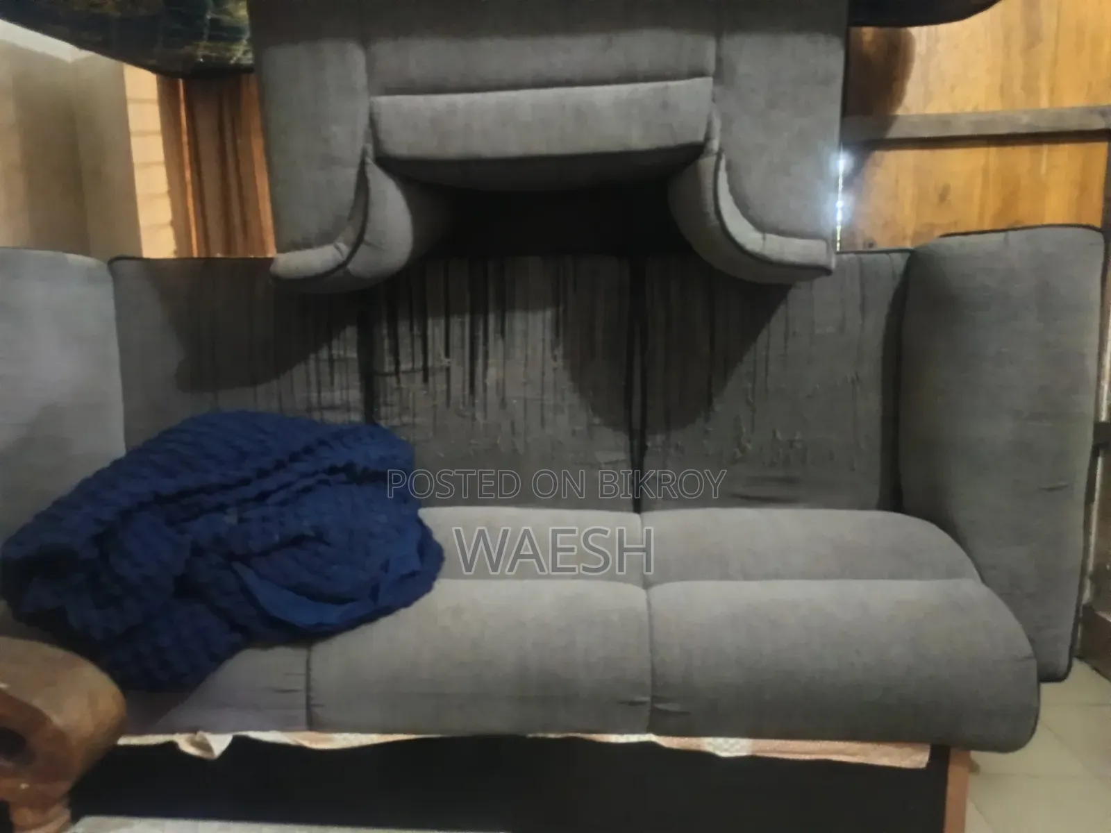 Modern Gray 3+1 Fabric Sofa Set Adjustable Headrests  Free Sofa Cover
