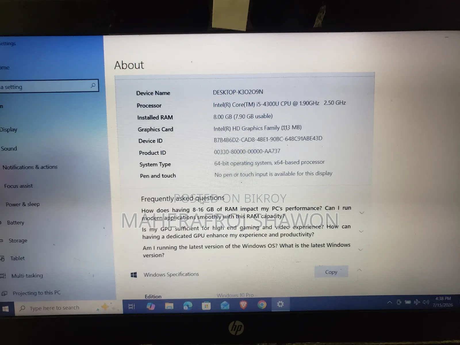 Laptop HP EliteBook 840 G1 8GB Intel Core i5 HDD 128GB