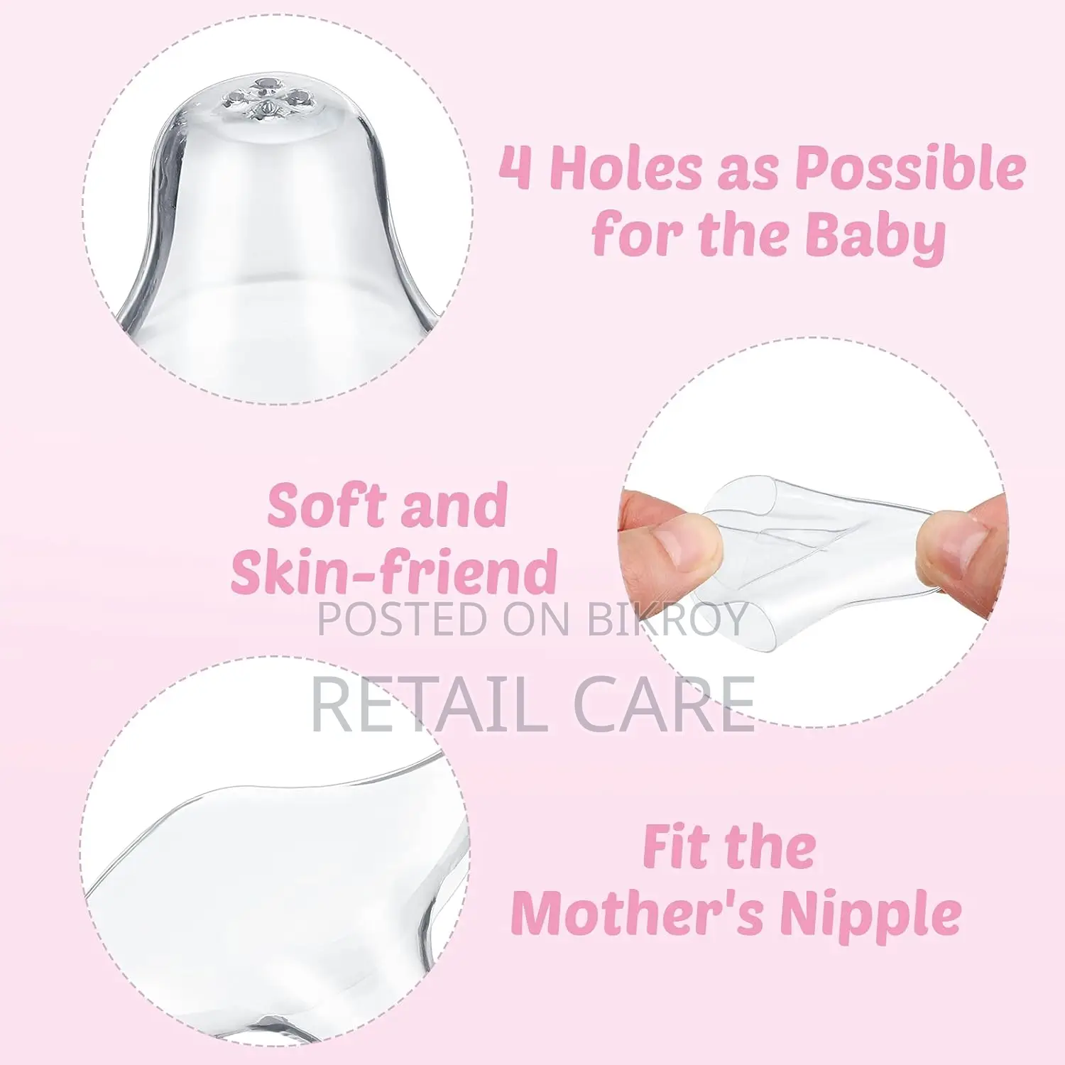 2PCS BPA-Free Silicone Nipple Shields for Comfortable Breastfeeding