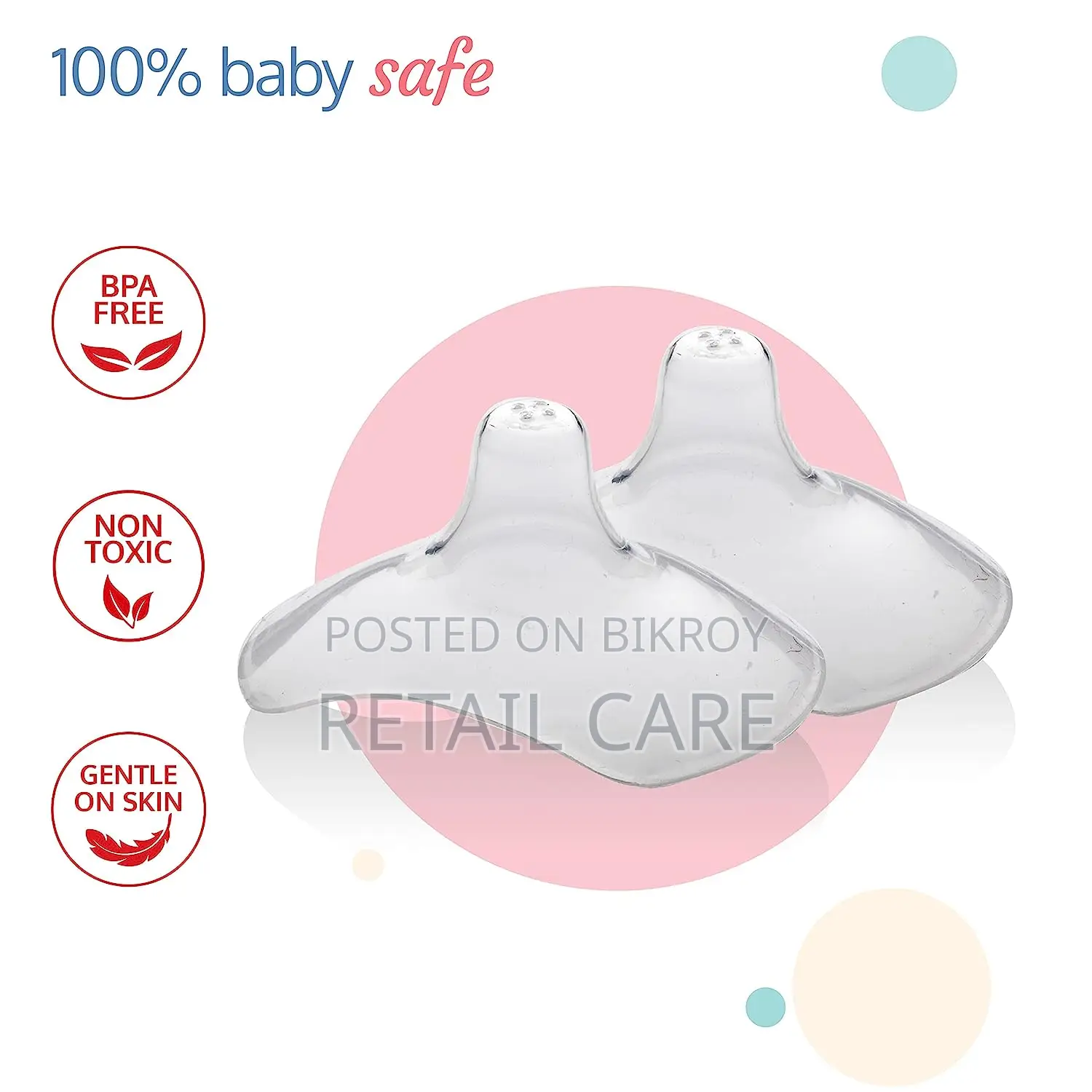 2PCS BPA-Free Silicone Nipple Shields for Comfortable Breastfeeding