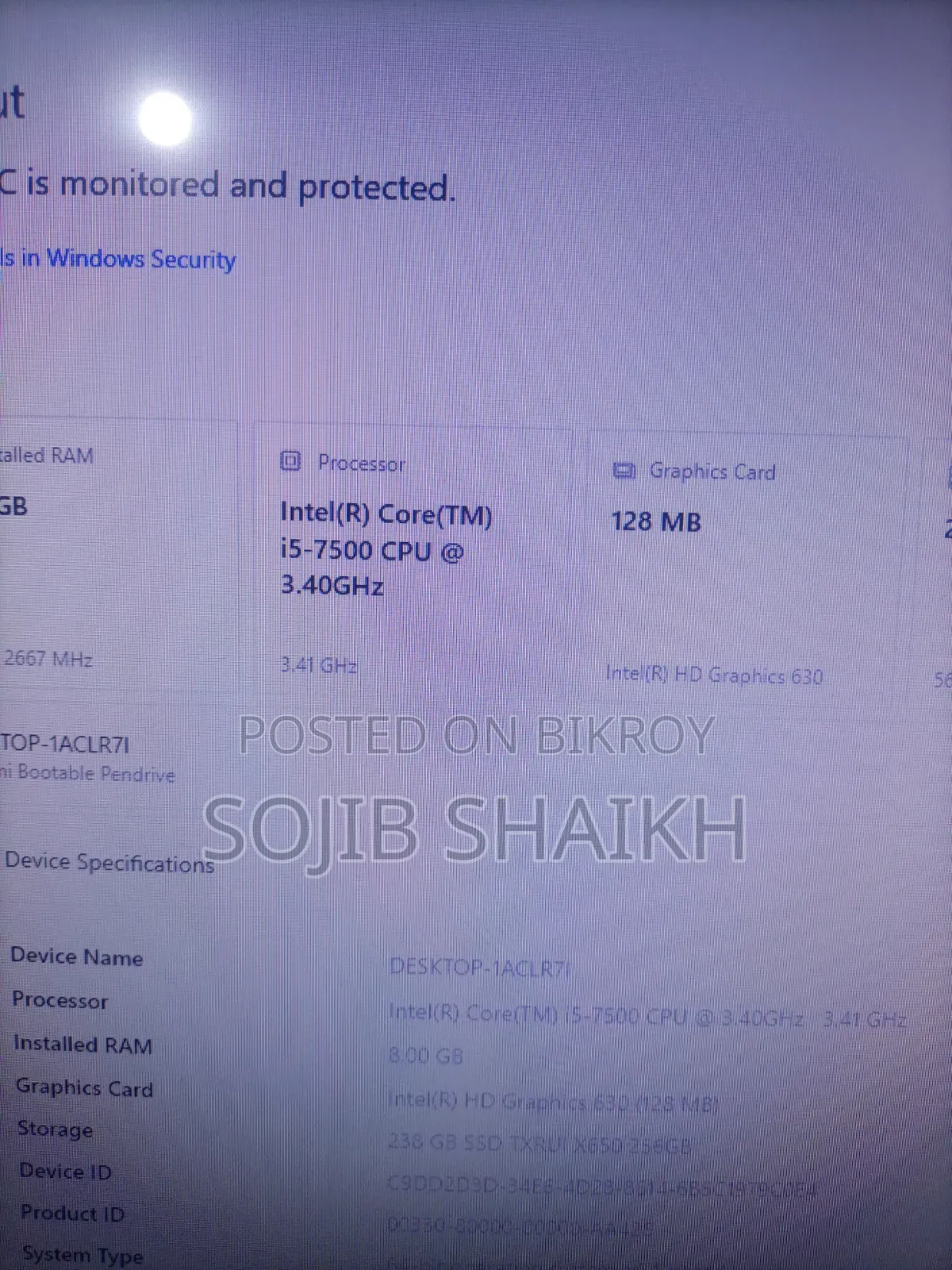 Desktop Computer 4GB Intel Core i5 SSD 128GB