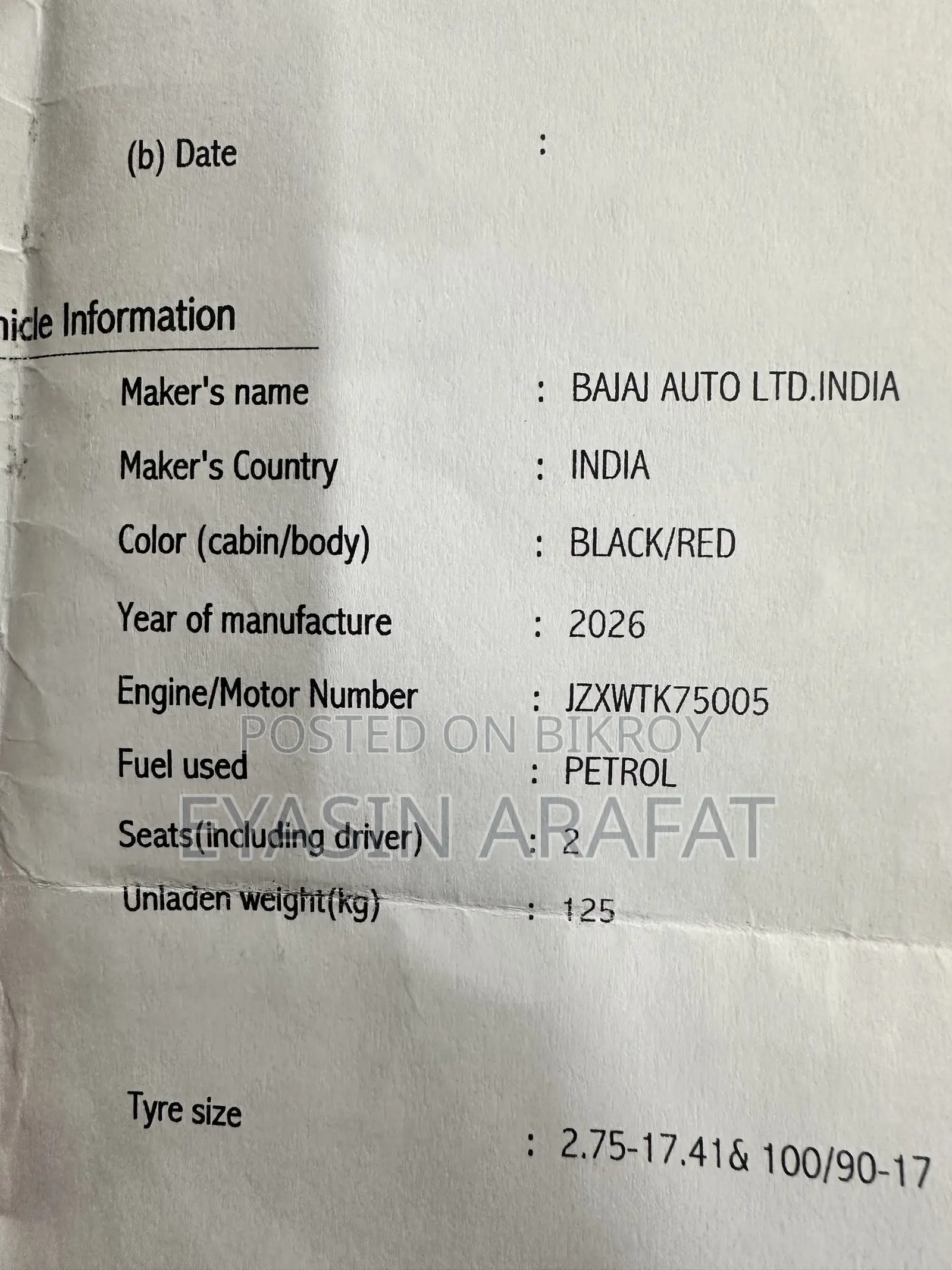 Bajaj Discover 125 2026 Black