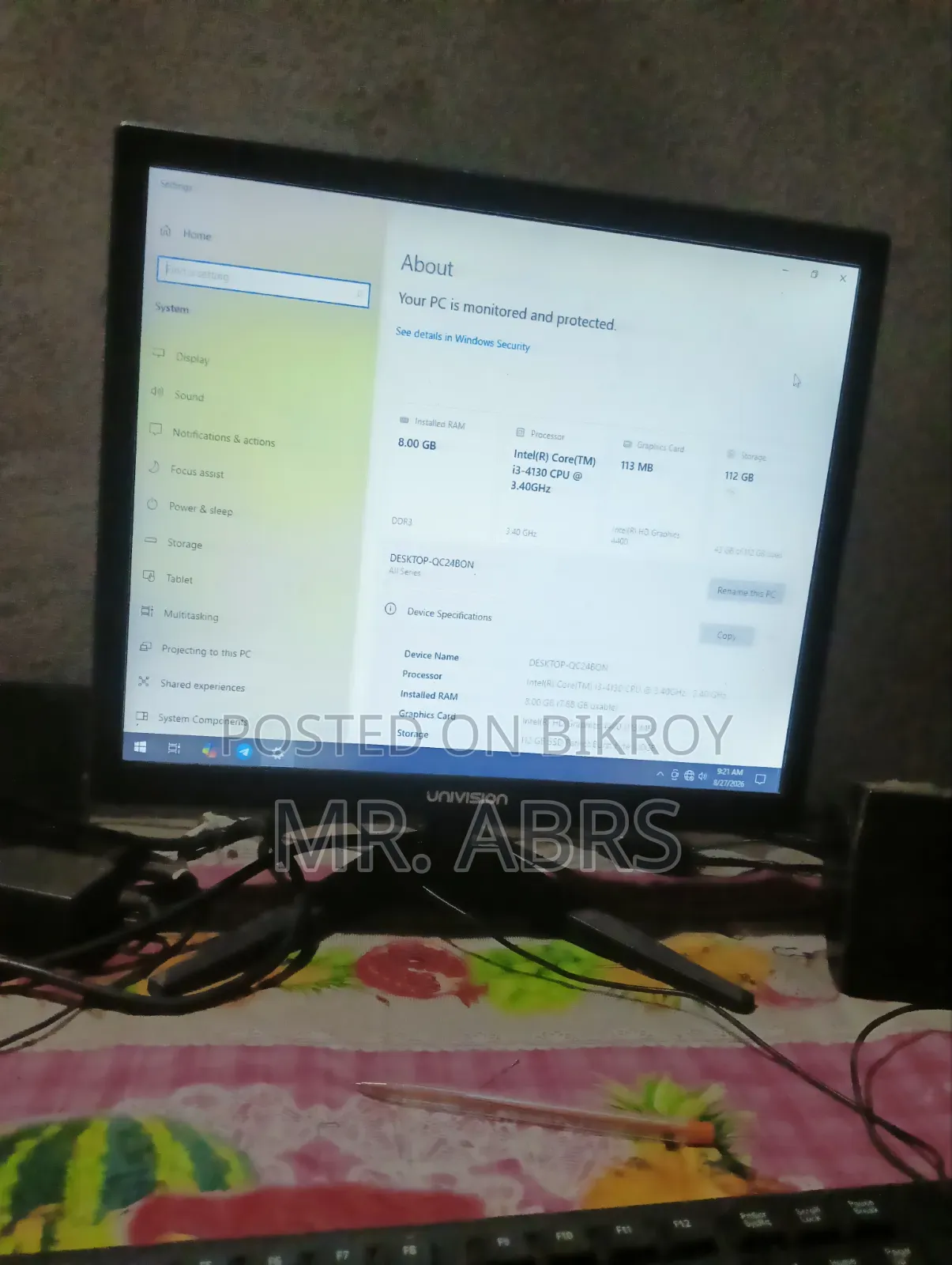 Desktop Computer Asus 8GB Intel Core i3 SSD 128GB