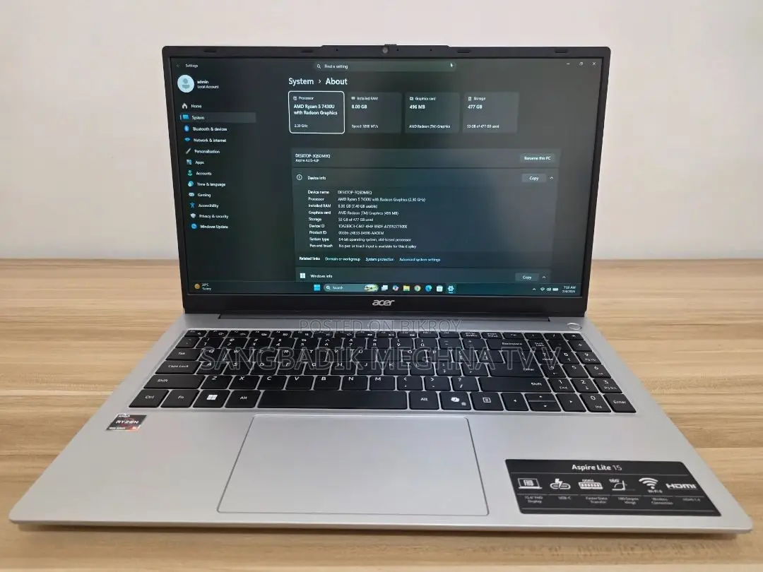 Laptop Acer 4GB Intel SSD 500GB