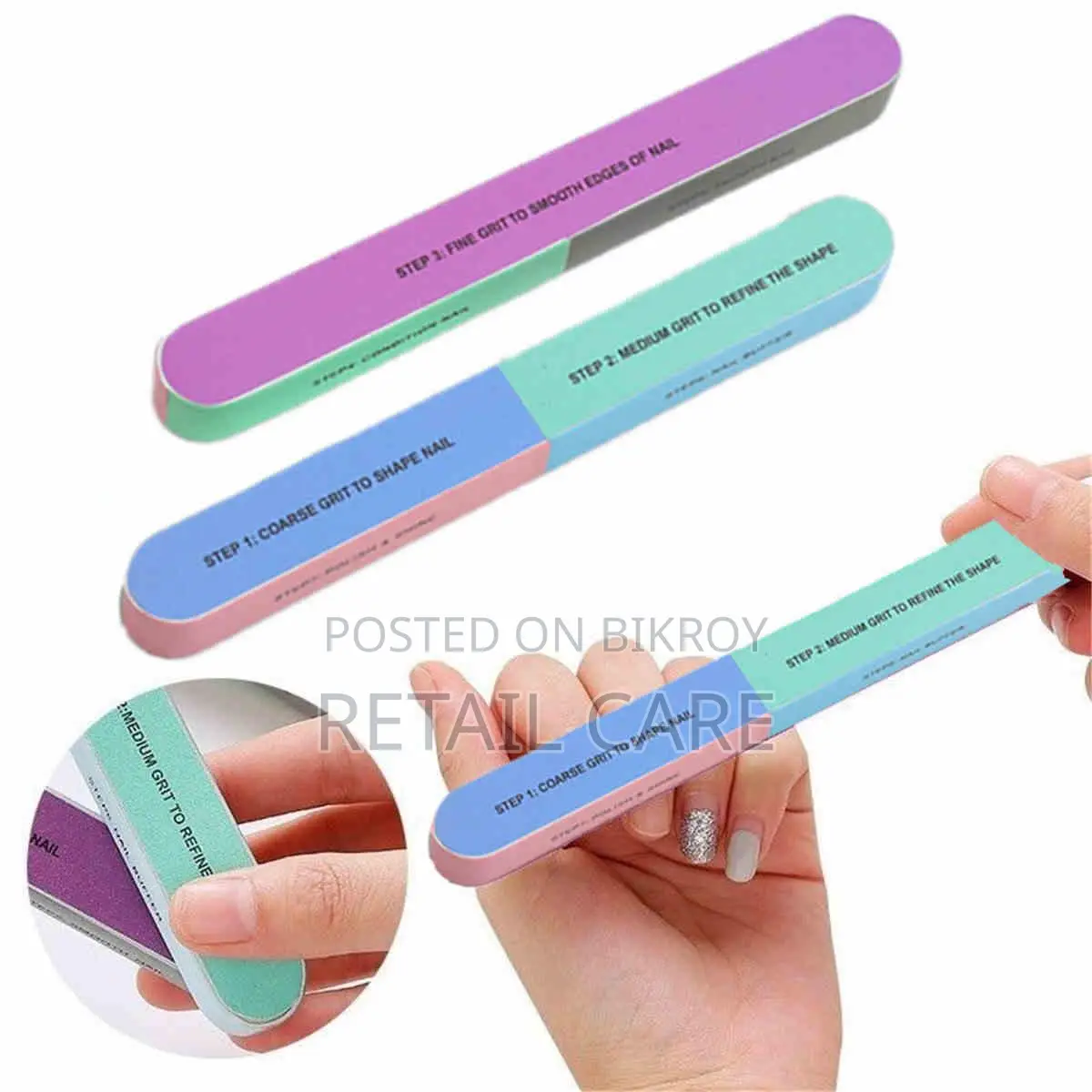 3PCS - 7 Way Nail Filer & Buffer Shaper for Smooth Polished Nails