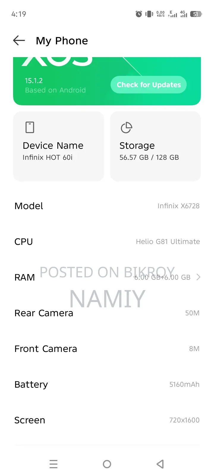 Infinix Hot 60i 128 GB White