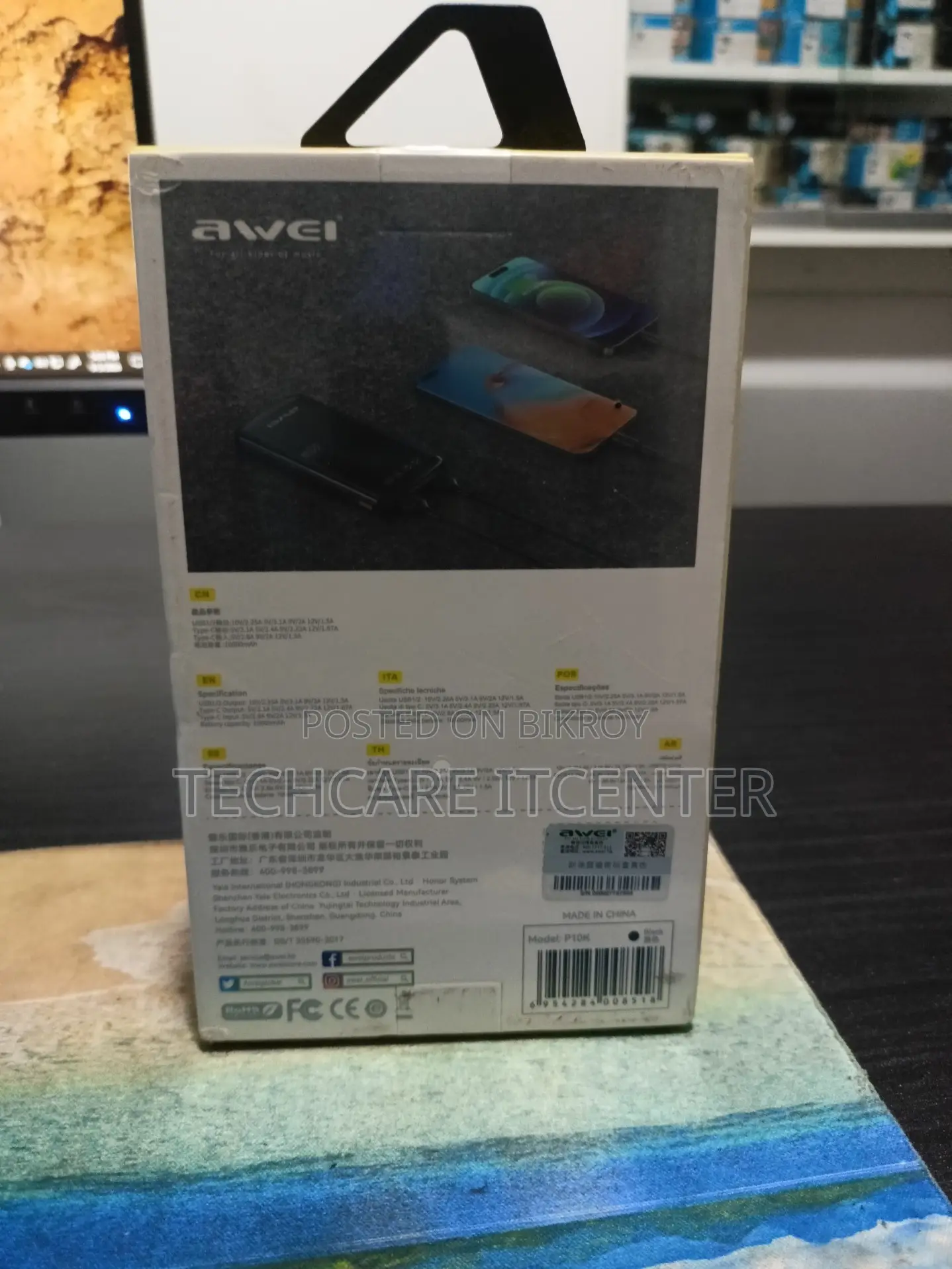 Awei P10K 10000mah 22.5W Fast Charging Digital Display Power Bank