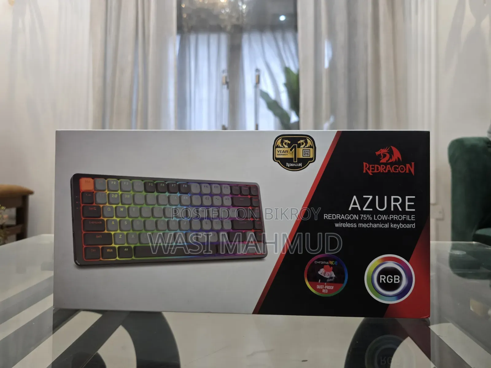 Redragon Azure K652 RGB Wireless Tri-Mode Keyboard