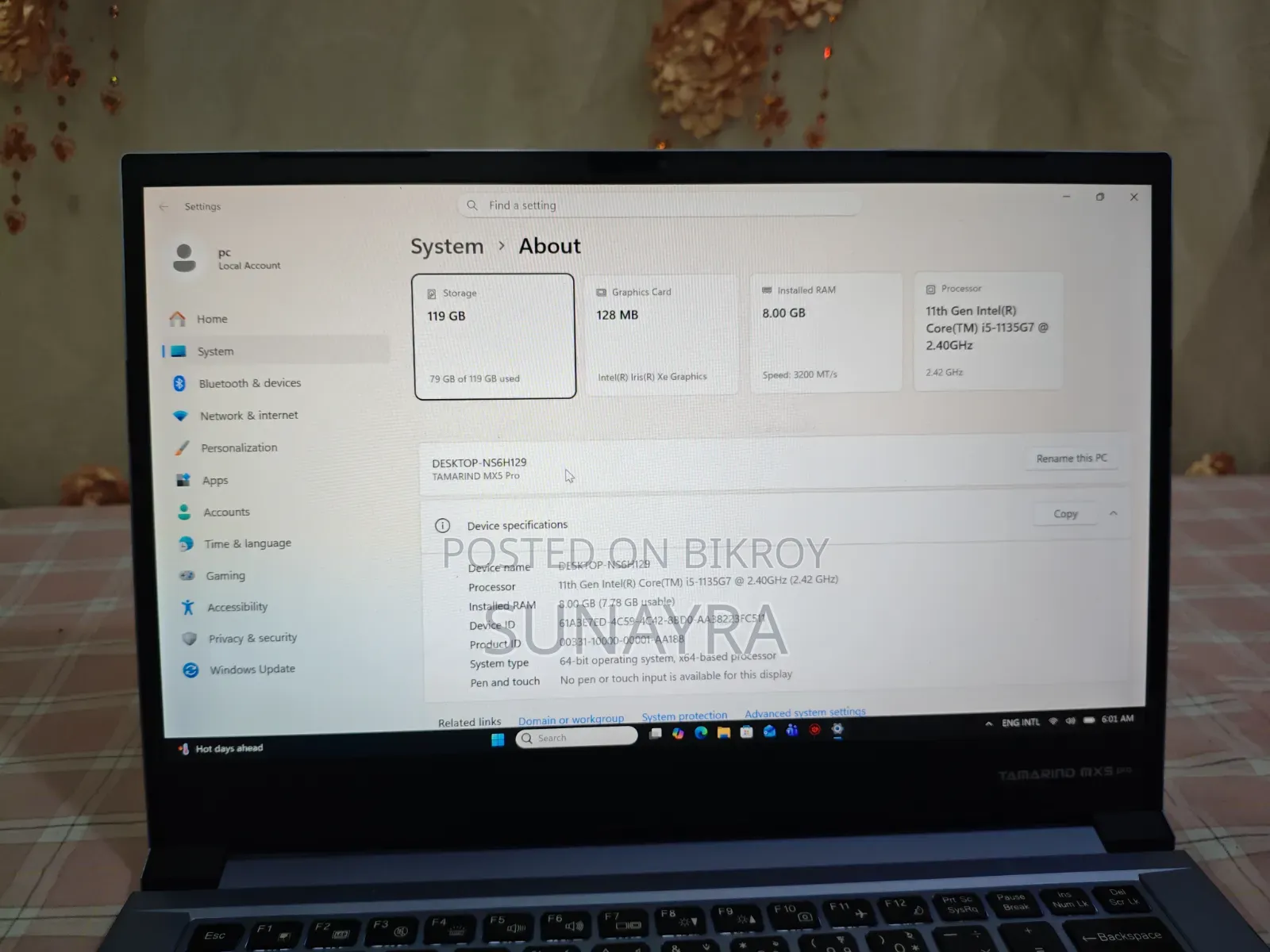 Laptop 8GB Intel Core i5 SSD 128GB