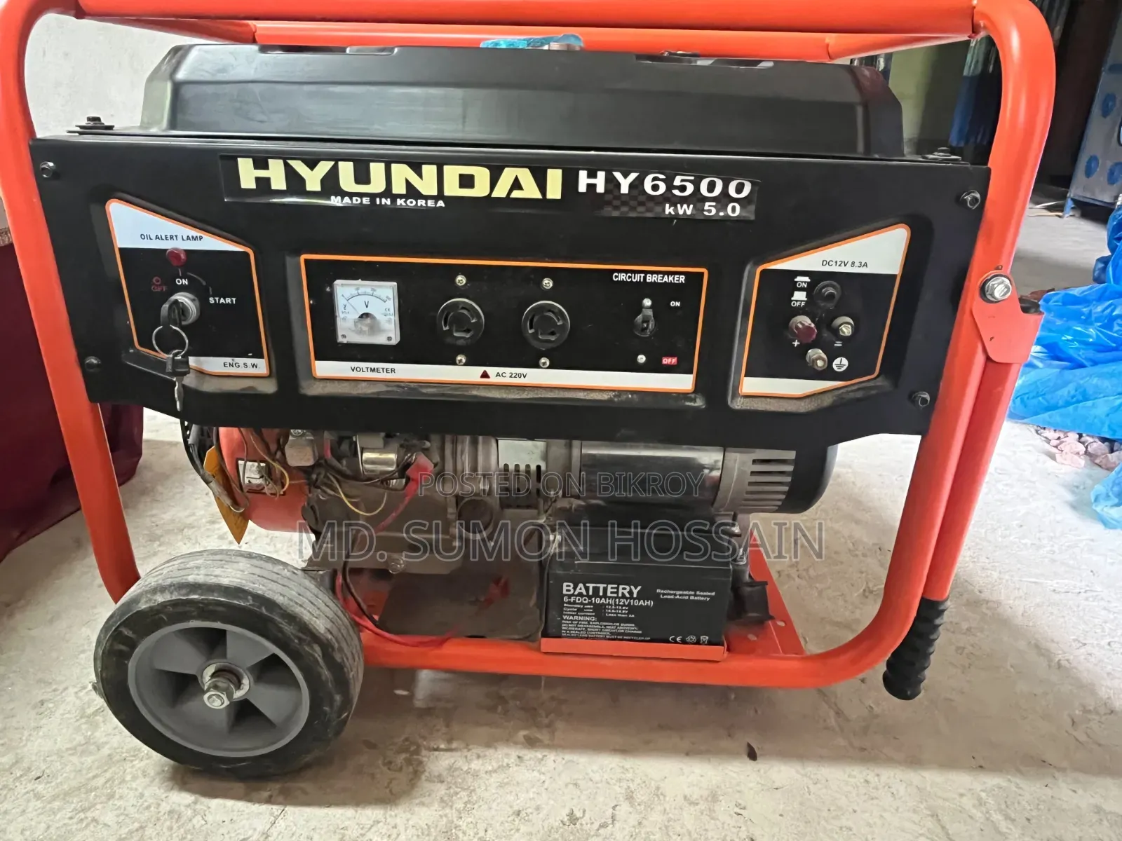 Hyundai HY6500 Generator – 5.5 KVA Petrol, Electric Start
